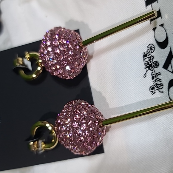 COACH Pav'e Lollipop Drop Earrings NWT - Picture 4 of 5